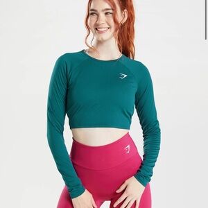 Gym shark teal crop top size small